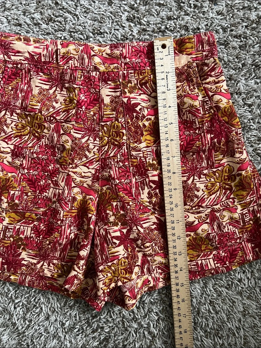 Like New! JOIE Linen Blend Red Floral Print Pull On Casual Shorts in Size S - Picture 11 of 14